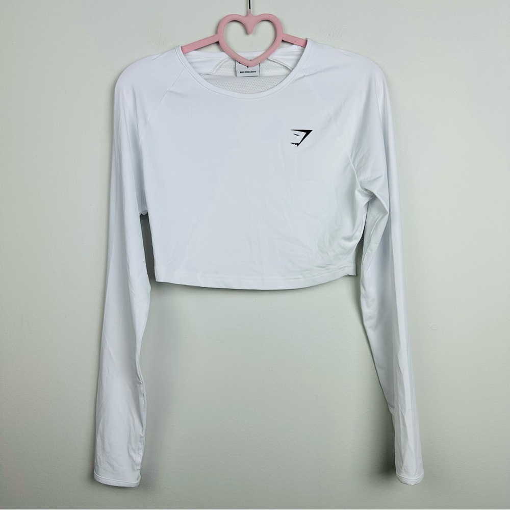 Gymshark NWOT White Training Long Sleeve Crop Top Size Small